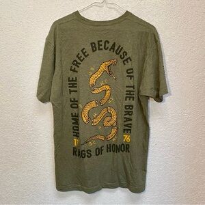 Rags of Honor T-Shirt Mens L Military Green Home Of The Free Patriotic Tee Shirt